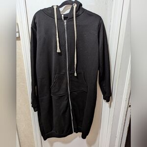 Classic Fashion 3XL Black Hooded Zip-Up Long Sweatshirt